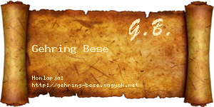 Gehring Bese névjegykártya